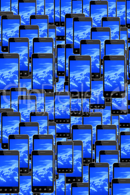 smart-phones with image of blue sky