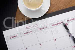 Office calendar planner on the coffee table