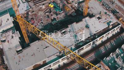 Flying Above Unfinished Buildings, aerial view