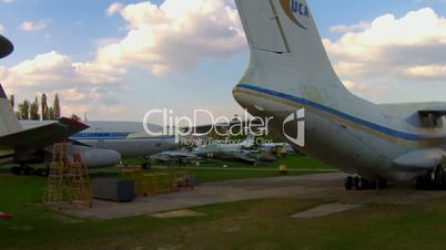 Old aircrafts at aviation museum in Kiev