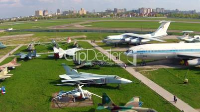 Old aircrafts at aviation museum in Kiev