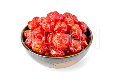 Candied cherries in bowl