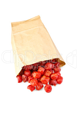 Candied dried cherry in paper bag