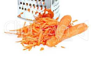 Carrots grated and whole with grater