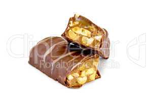 Chocolate bar with caramel and nuts
