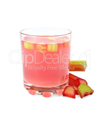 Compote from rhubarb in glassful with petioles