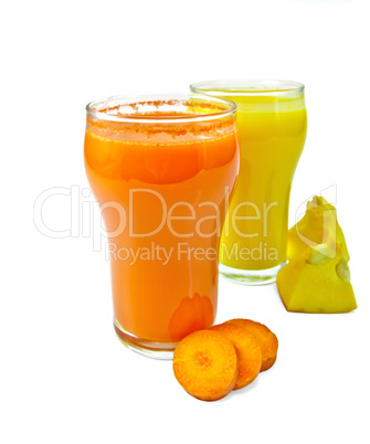 Juice carrot and pumpkin