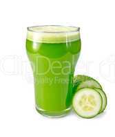 Juice cucumber in glass with a cucumber