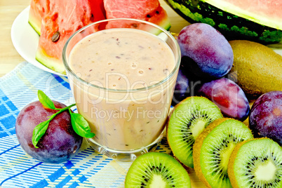 Milkshake with kiwi and watermelon