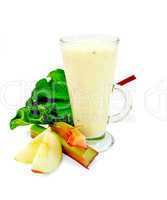Milkshake with rhubarb and apples in tall glass