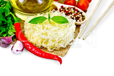 Noodles rice twisted with spices and oil