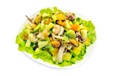 Salad seafood and avocado with lettuce