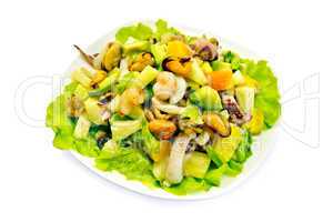 Salad seafood and avocado with lettuce