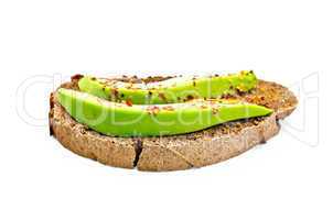 Sandwich with avocado and spices