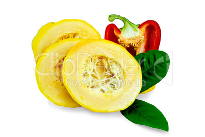 Zucchini yellow slices with pepper