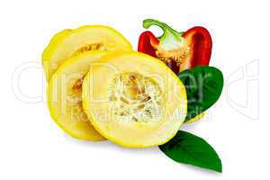 Zucchini yellow slices with pepper