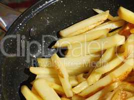 Potato chips in a frying pan
