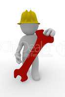 Construction man with a red wrench