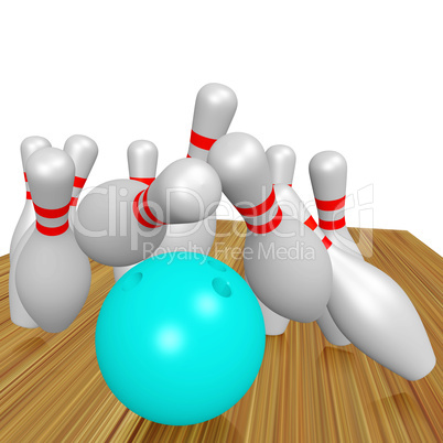 Bowling pins and ball