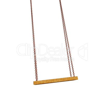 Empty wooden swing on the chain