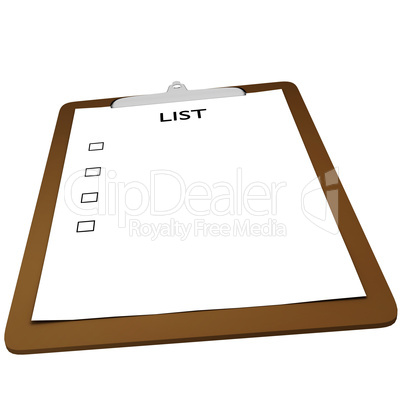 Clipboard with paper