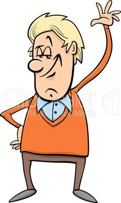 man waving hand cartoon