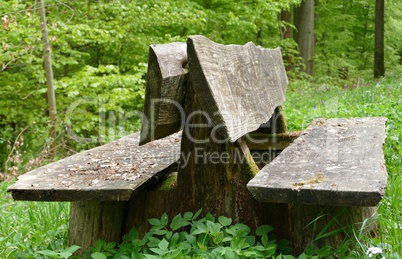 Alte Holzbank im Wald