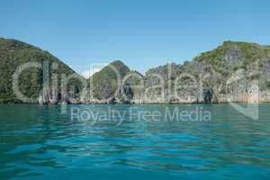 Scenic View of Rocky Coastline and Lush Mountains