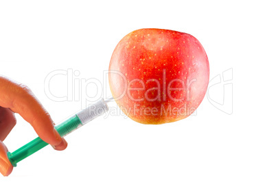 Apfel mit Spritze