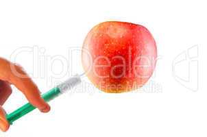 Apfel mit Spritze