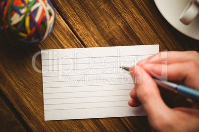 Hand writing on the flashcard