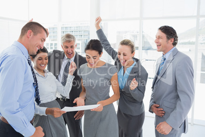 Business team celebrating a new contract