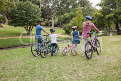Family on their bike at the park