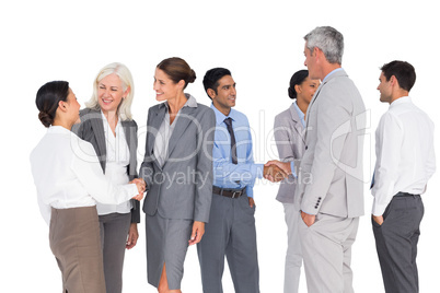 Business people speaking together