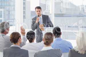 Businessman doing speech during meeting