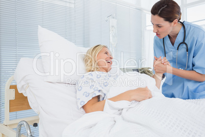 Doctor taking care of patient