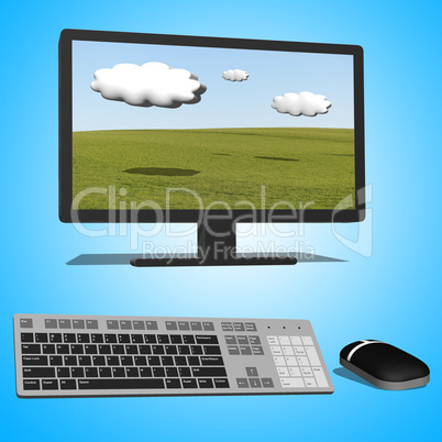 3d illustration of black desktop computer