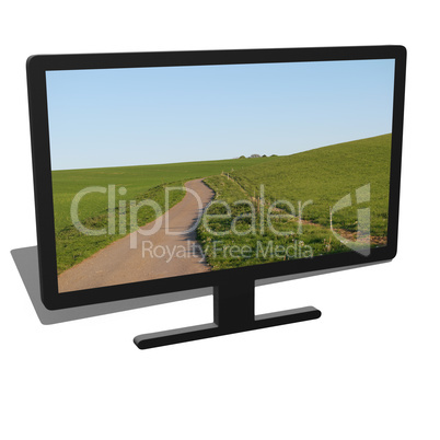 3d illustration of black desktop computer