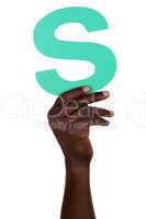 Hand halten Buchstabe S aus Alphabet