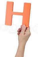 Hand halten Buchstabe H aus Alphabet