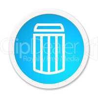 Moderner blauer runder Button: Mülleimer