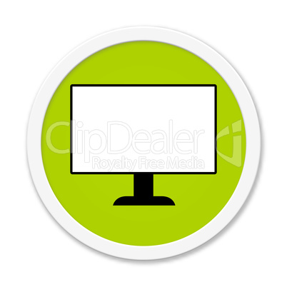 Moderner grüner runder Button: Monitor