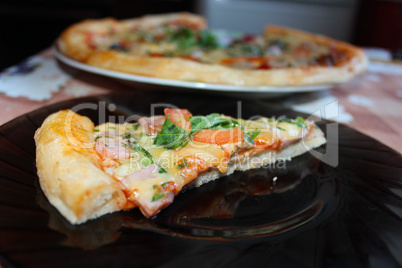 pieces of appetizing pizza