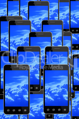 smart-phones with image of blue sky