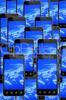 smart-phones with image of blue sky