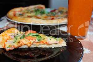 pizza with tomato juice
