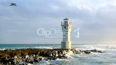 Lighthouse at the port of Akranes, Iceland