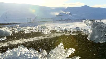 Ice blocks melting at the glacier lagoon Jokulsarlon in Iceland
