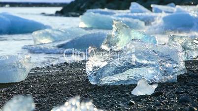 Ice blocks melting at a glacier lagoon