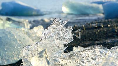 Ice blocks melting at the glacier lagoon Jokulsarlon